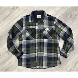 Boston Traders‎ Fleece Lined Button Up Shirt Jacket Shacket Mens Large Plaid